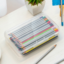 塑料透明简约铅笔盒文具盒笔盒美术用素描铅笔盒大容量口罩收纳盒