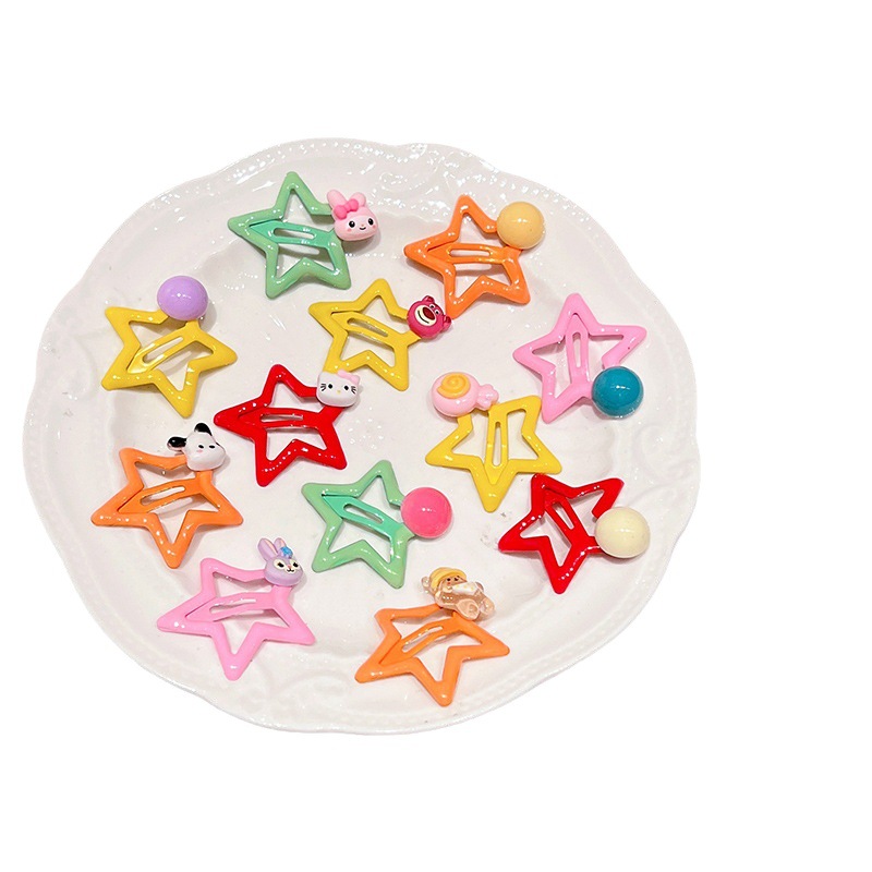 Horquilla de estrella de cinco puntas para niños 2023 Nueva celebridad de Internet tocado de horquilla lindo bebé pelo roto flequillo clip accesorios para el cabello