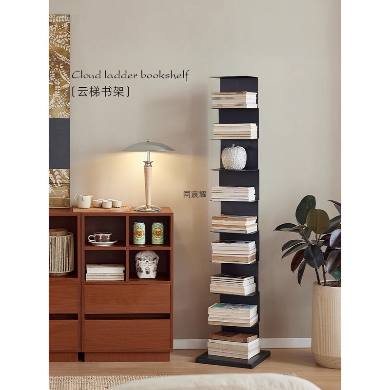 Invisible Bookshelf Floor-Standing Internet Celebrity Living Room Iron Corner Bookcase Modern Simple Three-Dimensional Hidden Ins Storage Rack