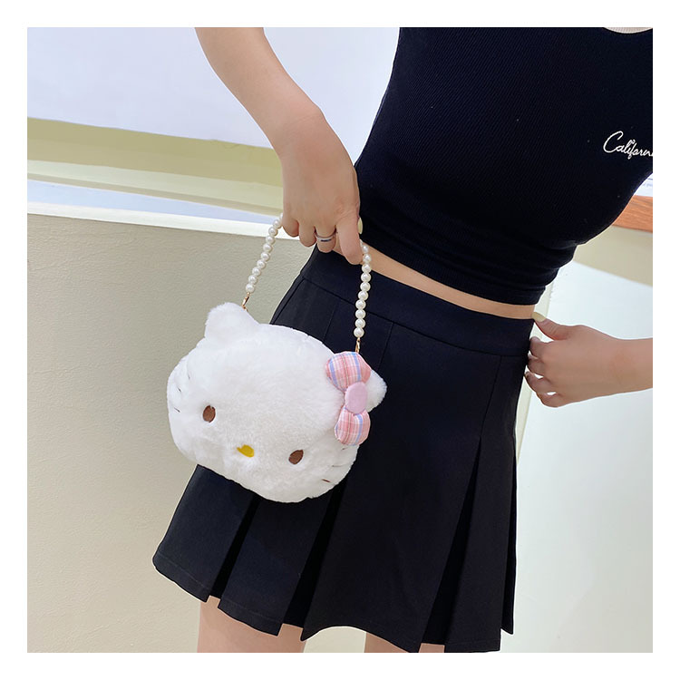 2022 New plush doll, cute Maneki Neko crossbody bag for girls, children's cartoon parent-child women's bag undefined