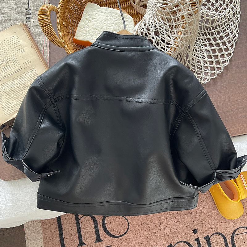 Chaqueta de cuero para niños 2026 nuevo niño primavera y otoño chaqueta de cuero bebé otoño chaqueta de cremallera de goma image 2