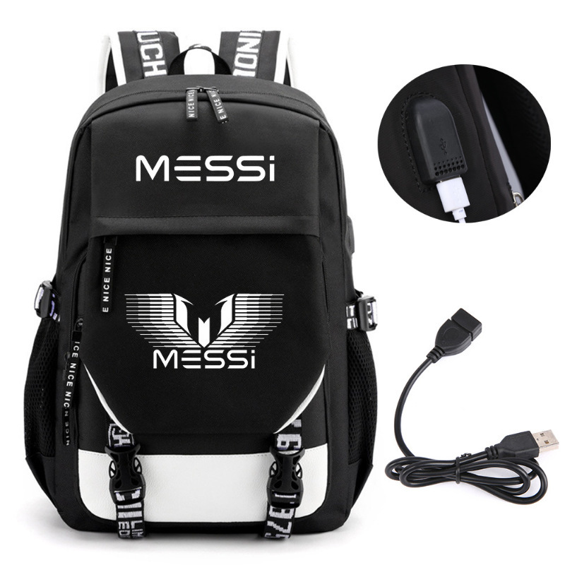 Estrellas de fútbol transfronterizas mochila perimetral mochila de computadora USB de gran capacidad para adolescentes bolsas escolares