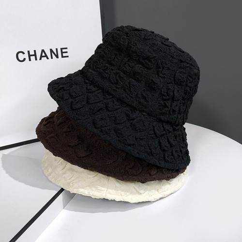 Zhao Lusi's same style Japanese style simple texture seersucker fisherman hat women's casual and versatile spring and autumn beige basin hat