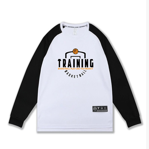 New men's quick-drying sports t-shirt with prints, breathable fitness running top long sleeve basketball uniform shooting training top