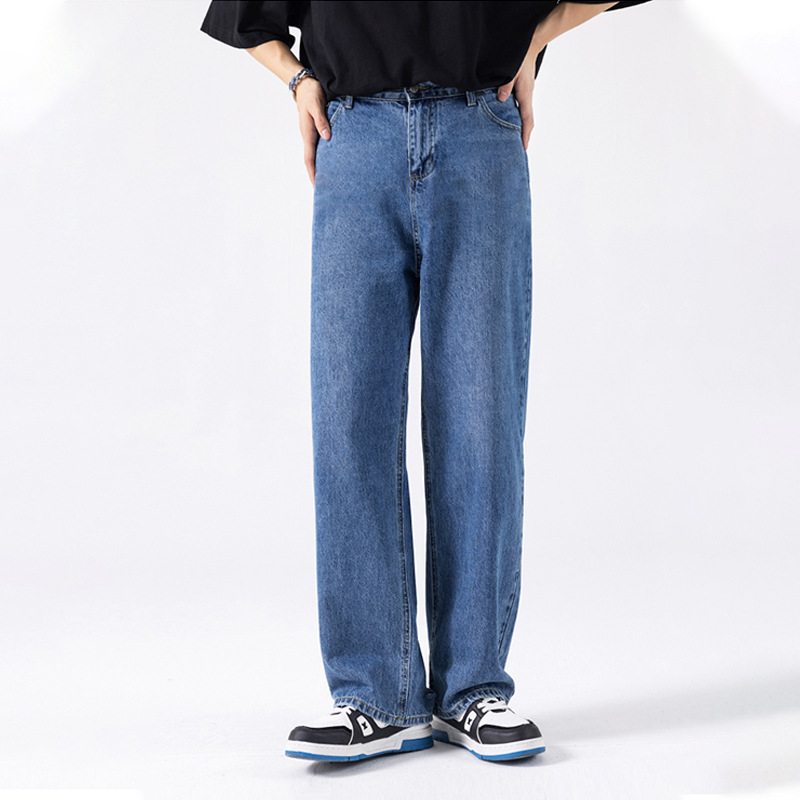 Blue Jeans Men's Spring and Autumn American Style Trendy Brand Casual Pants Guangzhou Xintang Washed Loose Straight Pants
