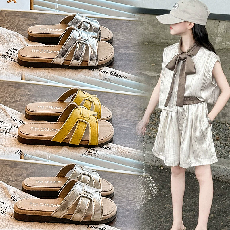 Детские открытые тапочки 2025 лето уличная мода однотонные ажурные сандалии тапочки для родителей и детей