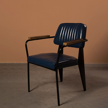 美式工业风复古简约铁艺皮质家用餐椅现代创意休闲靠背咖啡厅椅子