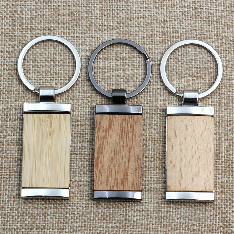 Cross-Border Exclusive Supply of Metal and Wooden Keychains for Men, Business Gifts, Simple Car Key Pendants, Custom Key Chains