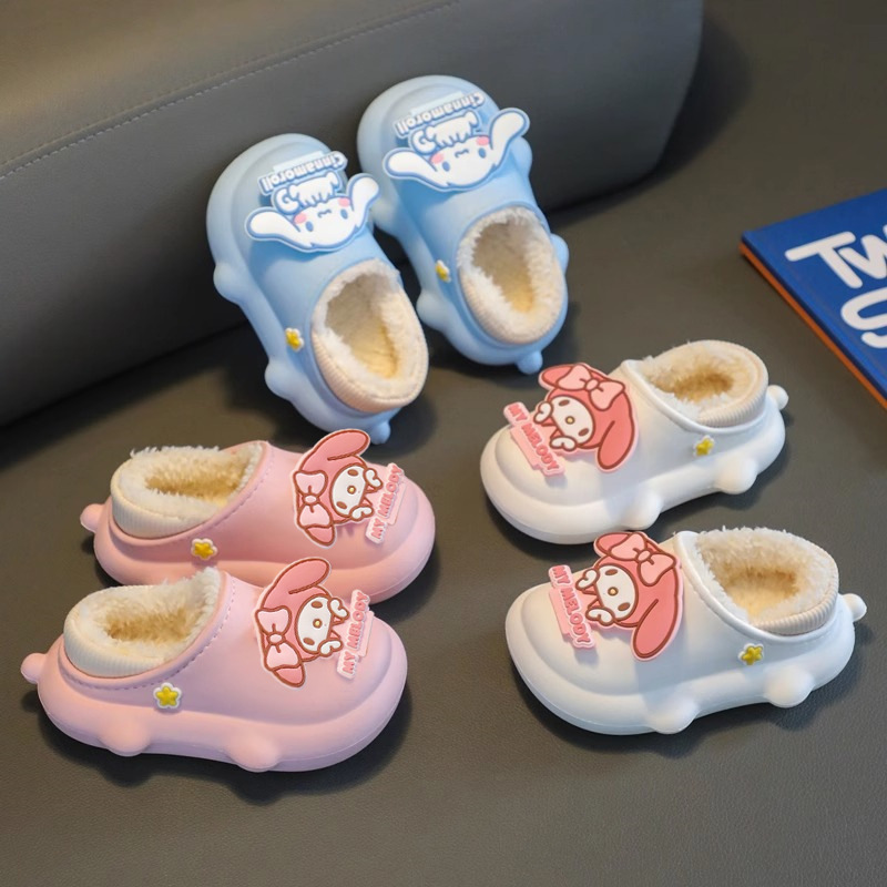 Sanrio niños Zapatillas de algodón nuevo invierno niños y niñas interior casa bebé suave Fondo cálido felpa Zapatillas de algodón