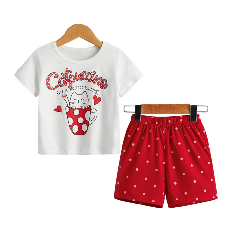 여자 여름 새로운 짧은 소매 반바지 세트 캐주얼 편안한 가정 옷 두 조각 공장 도매 장소