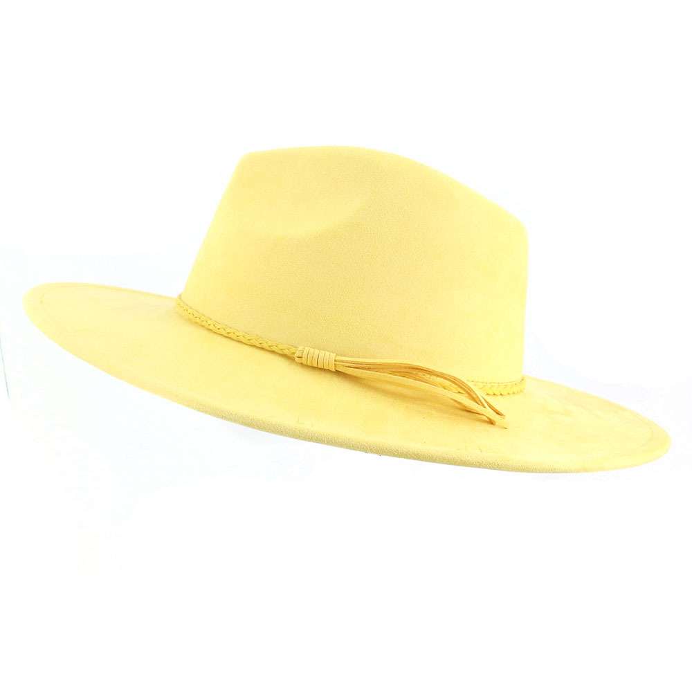 للجنسين الأساسي ريترو اللون الصامد طنف كبيرة قبعة فيدورا display picture 2