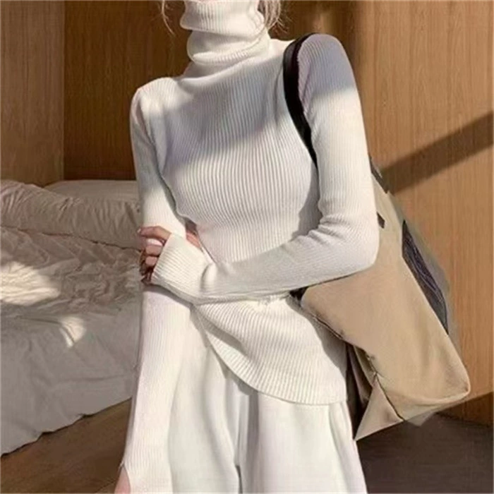 Свитер, демисезонный тёплый, с длинным рукавом, Slim fit, облегающий