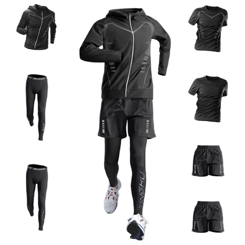 Sports suit men's running gym clothes autumn outdoor quick-drying clothes tight long-sleeved T-shirt basketball training clothes