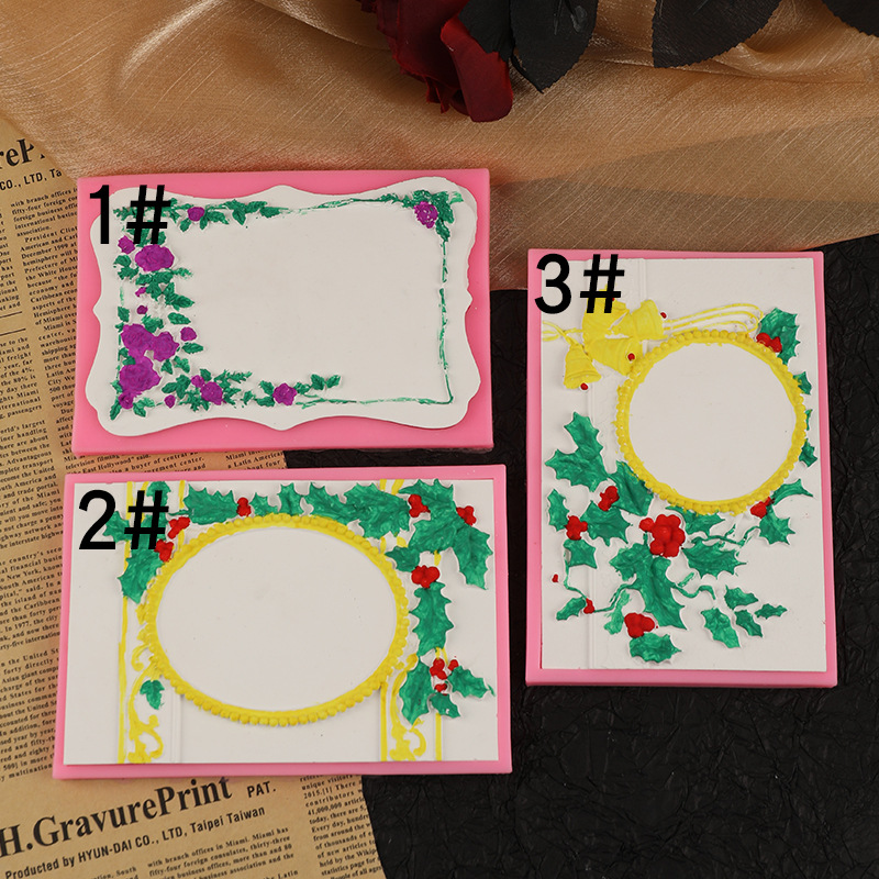 Marco de fotos Molde fondant de silicona europea retro pastel de bricolaje horneado chocolate epoxi accesorios decorativos