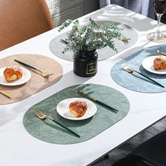 楕円革の食事マットホテルのレストランの防水防油花卉断熱マット