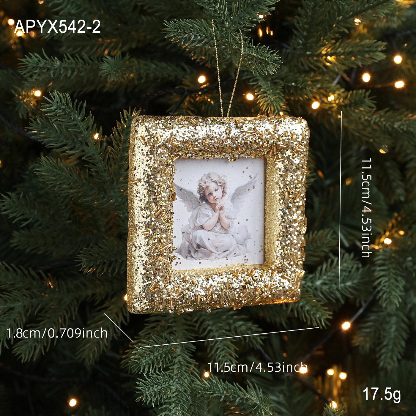 Colgante de árbol de Navidad transfronterizo marco cuadrado redondo especial espuma adesiva colgante decoración diseño de props de fotografía
