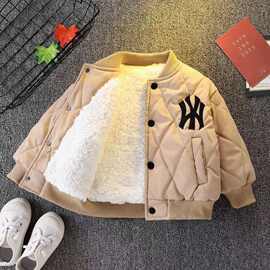 男童加绒服棉衣2025新款宝宝痞帅冬装棉袄儿童加厚棉服外套棒球服