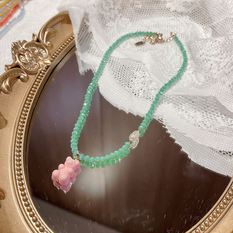 18g Weight Beaded Pendant Material Pendant Necklace Classification Beaded Chain Material 1 Piece Quantity Holiday, Daily Occasion Beaded Material Bear Pattern Women's Gender Cute, Sweet Style Cute Sweet Bear Beaded Wholesale Pendant Necklace 8