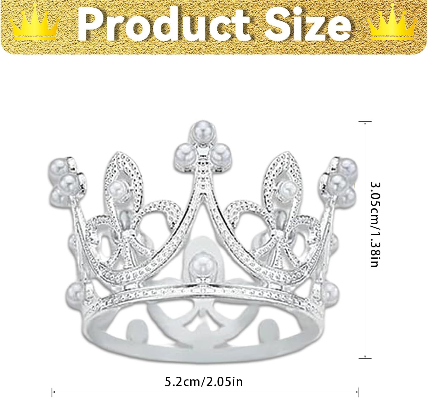 Ventas transfronterizas de aleación dorada corona de cabeza para niños fiesta de cumpleaños decoración de perlas de diamante decoración de pastel 15 piezas