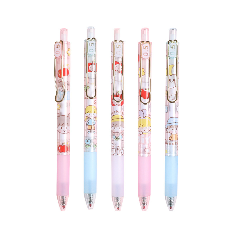Lindo de dibujos animados Push Ins estilo de gran capacidad de estudiante universitario Oficina escritura pluma tarea pluma gel pluma rotulador