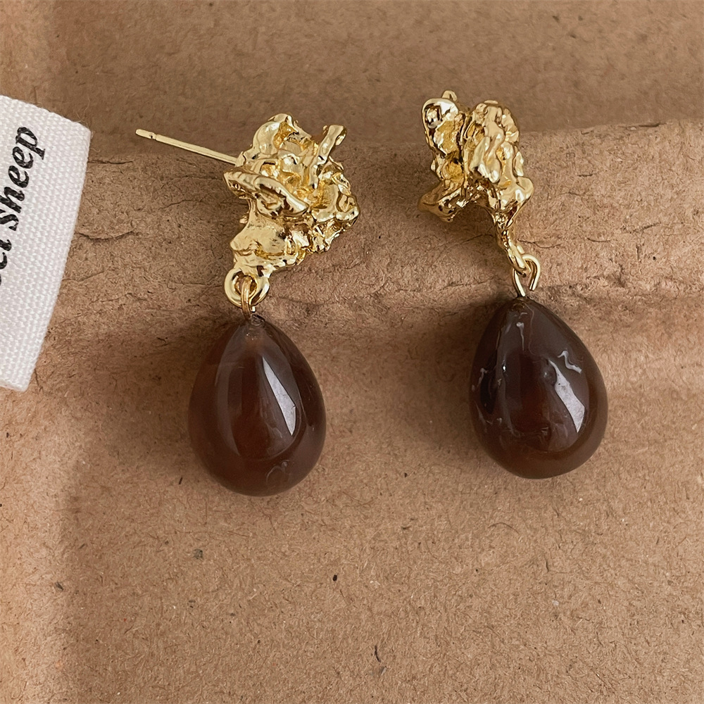 Spring&Summer Season 1 Pair Simple Style Water Droplets Plating Acrylic Resin Drop Earrings