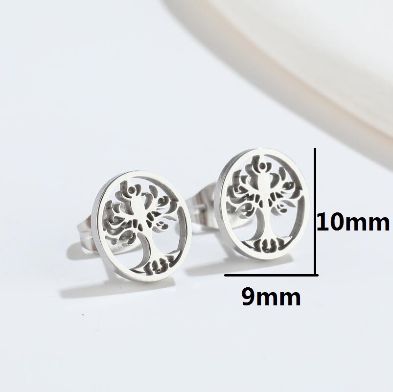 Simple Style Lucky tree Titanium Steel Ear Studs Plating No Inlaid Stainless Steel Earrings
