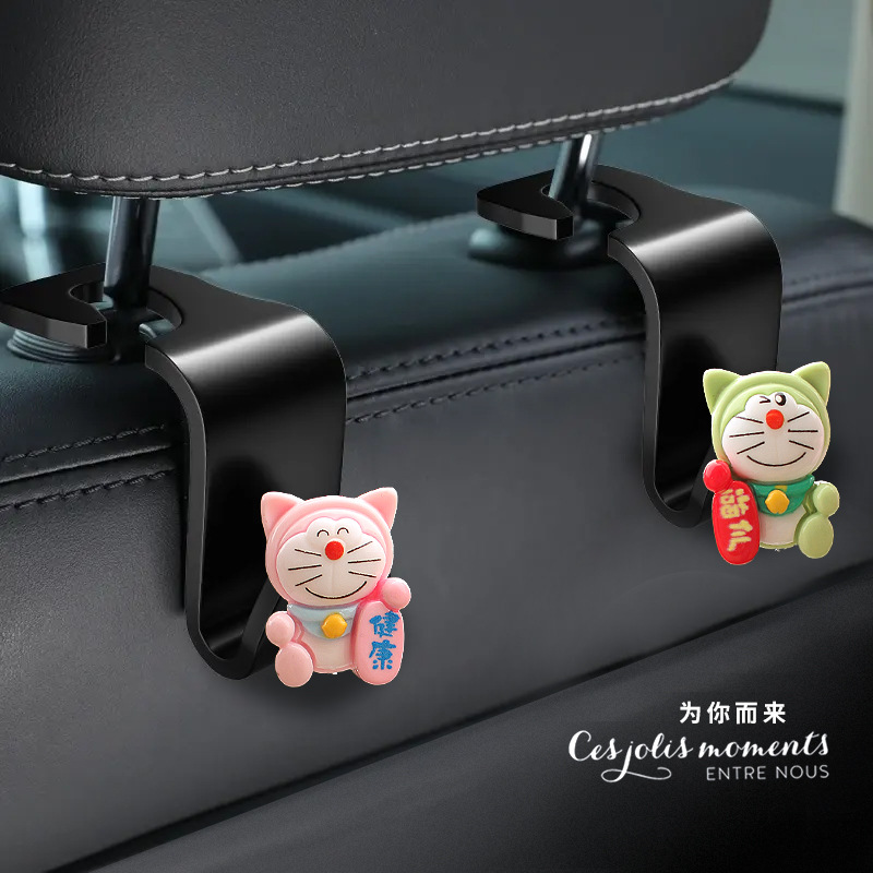 Gancho de coche de dibujos animados jingle cat coche respaldo de silla multifunción gancho de almacenamiento decoración creativa gancho de coche bricolaje