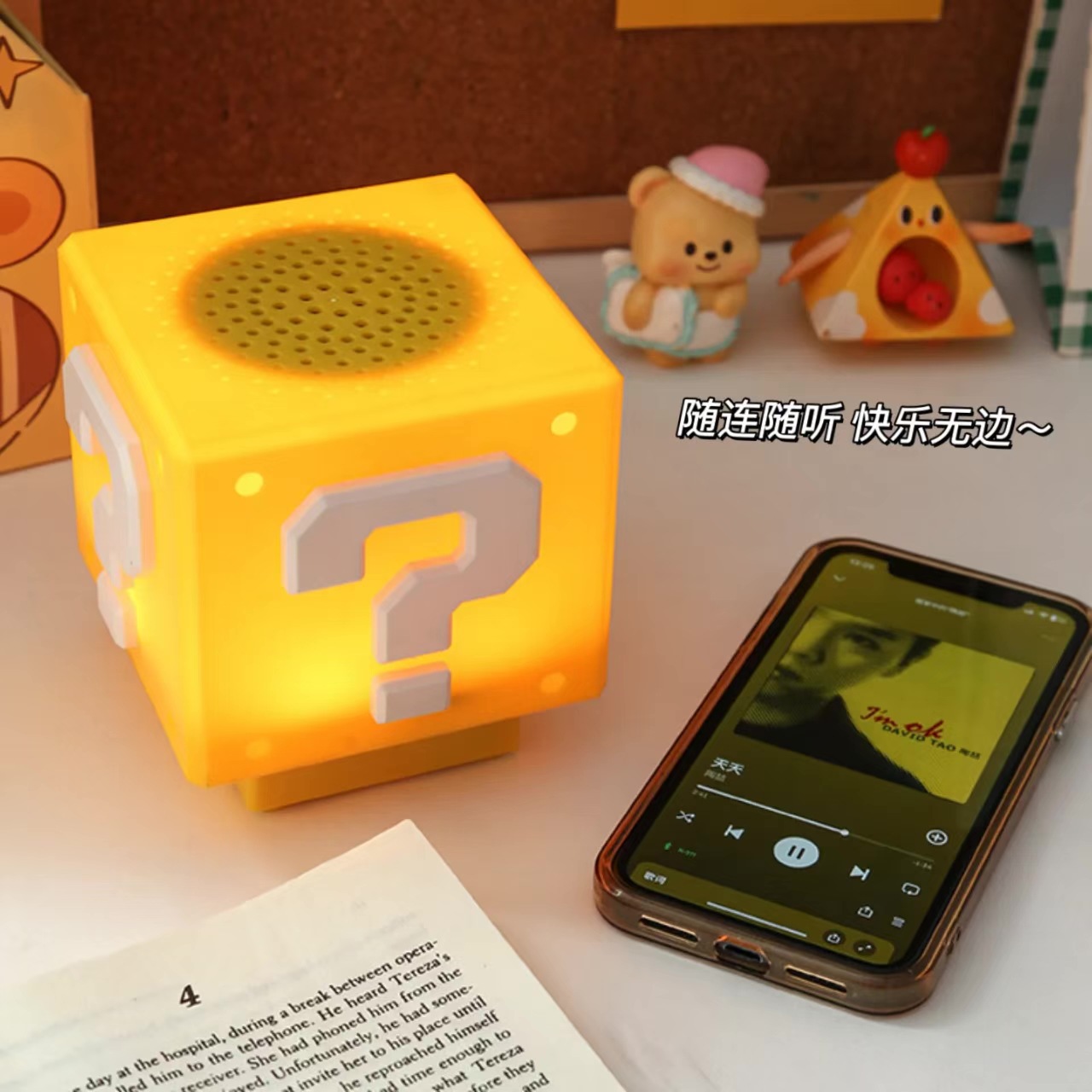 Super Mario Light signo de interrogación carga vocal luz nocturna luz cuadrada super LED lámpara de escritorio estrella regalo