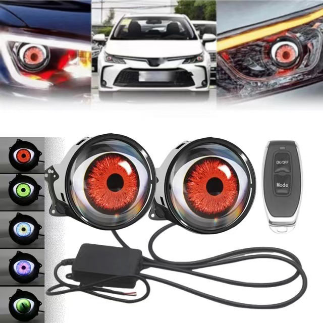 悪魔の目灯ledダイナミック自動車レンズヘッドライト雰囲気灯改造通用自動車オートバイレンズヘッドライト|undefined