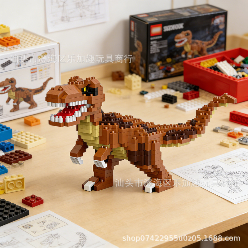 Cross-Border Wholesale and Dropshipping of Compatible Lego Dinosaur Collection Building Block Models, 3D Assembly Educational Stress-Relief Toys