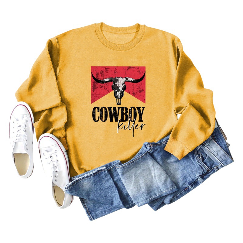 Wish Amazon Independent Station Comercio exterior transfronterizo Cowboy Killer patrón divertido suéter casual de otoño e invierno