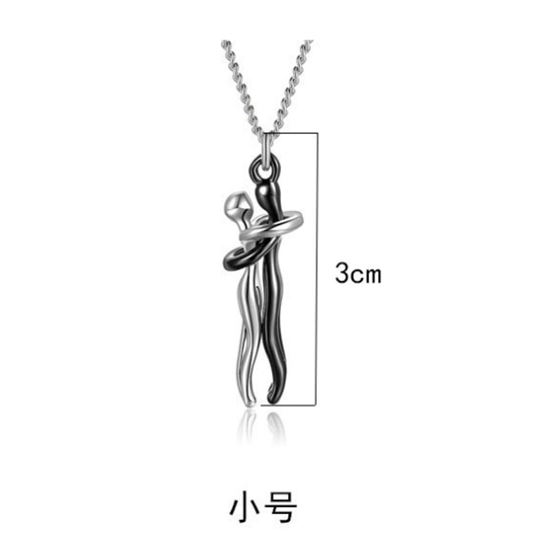 Embrace Couple Necklace European and American Cross-border Hot Sale One Male and One Female Two-color Pendant for Boys and Girls Embrace Clavicle Chain