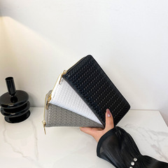 新款跨境2023多卡位手拿拉鏈包長款手機包簡約編織卡包大容量錢包