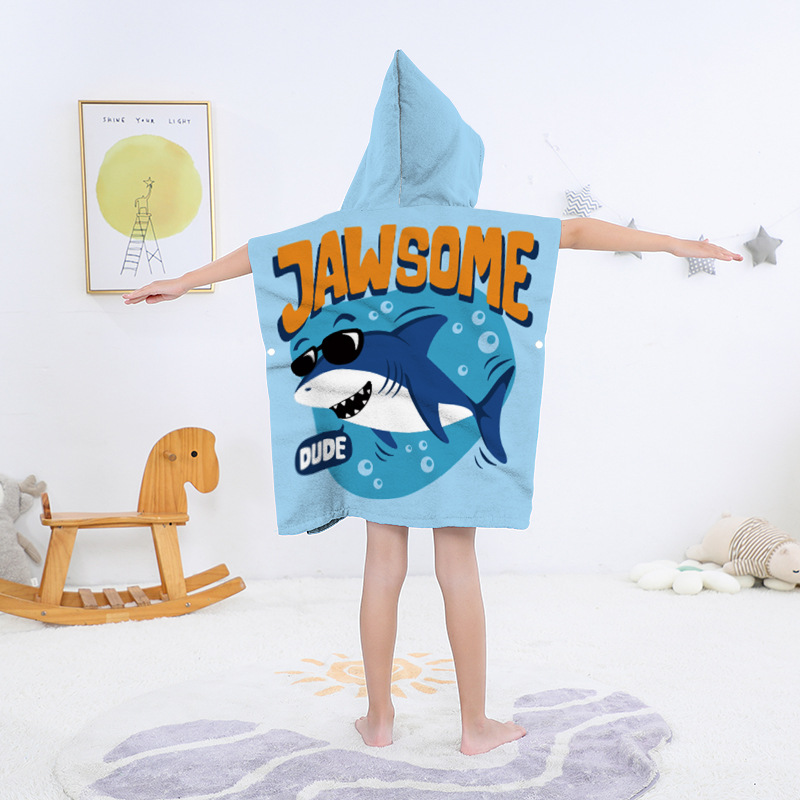 Toallas de baño para niños capa de bata de baño con capucha con estampado de dibujos animados digital capa de toalla de baño de secado rápido y absorbente