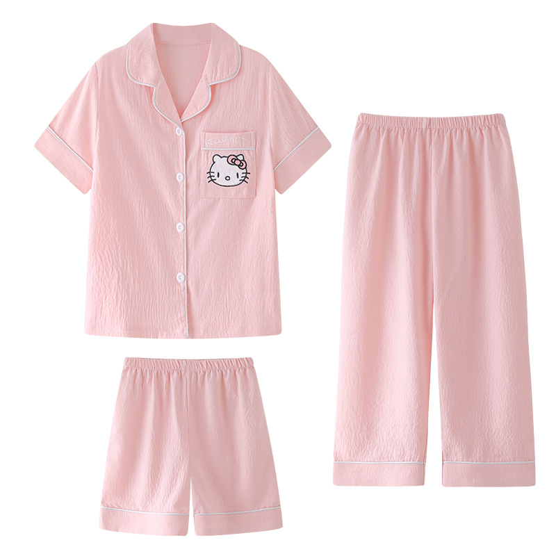 Pijamas para niños niñas de verano delgada ropa de bebé 2026 nuevo conjunto de hielo de seda de tres piezas