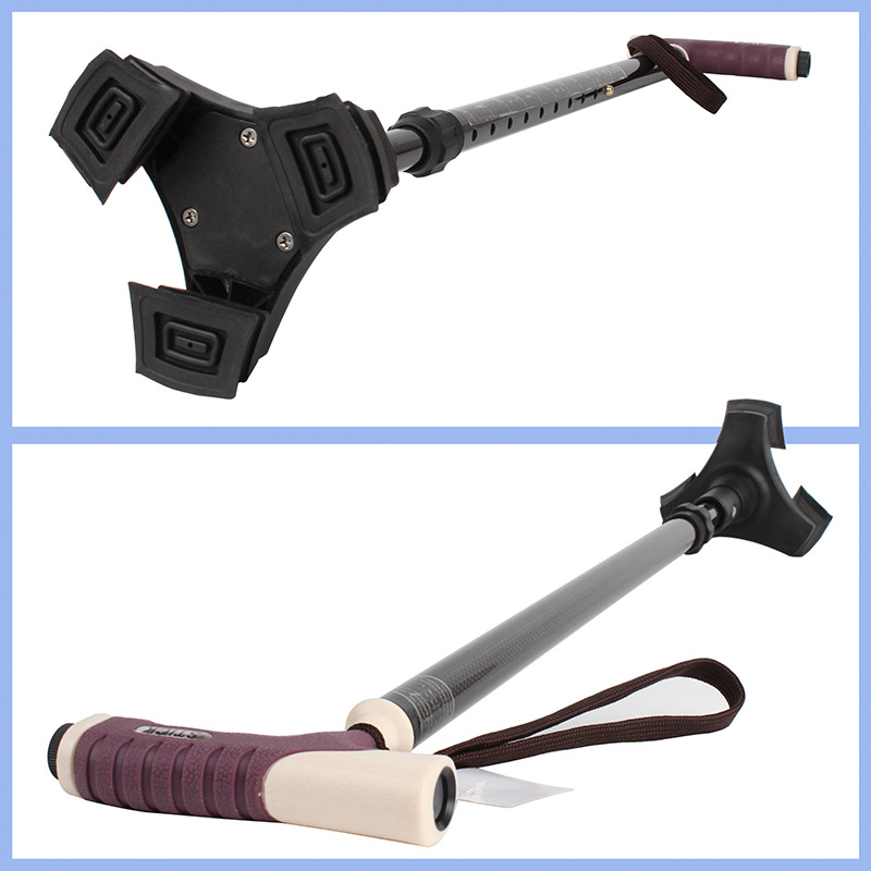 Muletas para ancianos, muletas de fibra de carbono multifuncional, muletas de tres patas, muletas de fibra de carbono multifuncionales, muletas de una sola pata