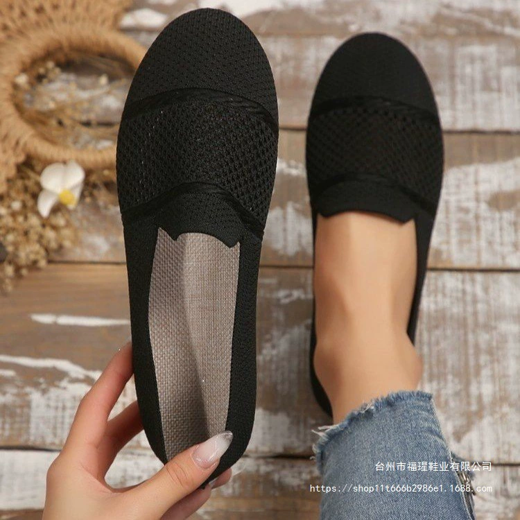Европейские и американские женские мокасины больших размеров, плоские, трикотажные, дышащие, низкие, на плоской подошве, из ткани.