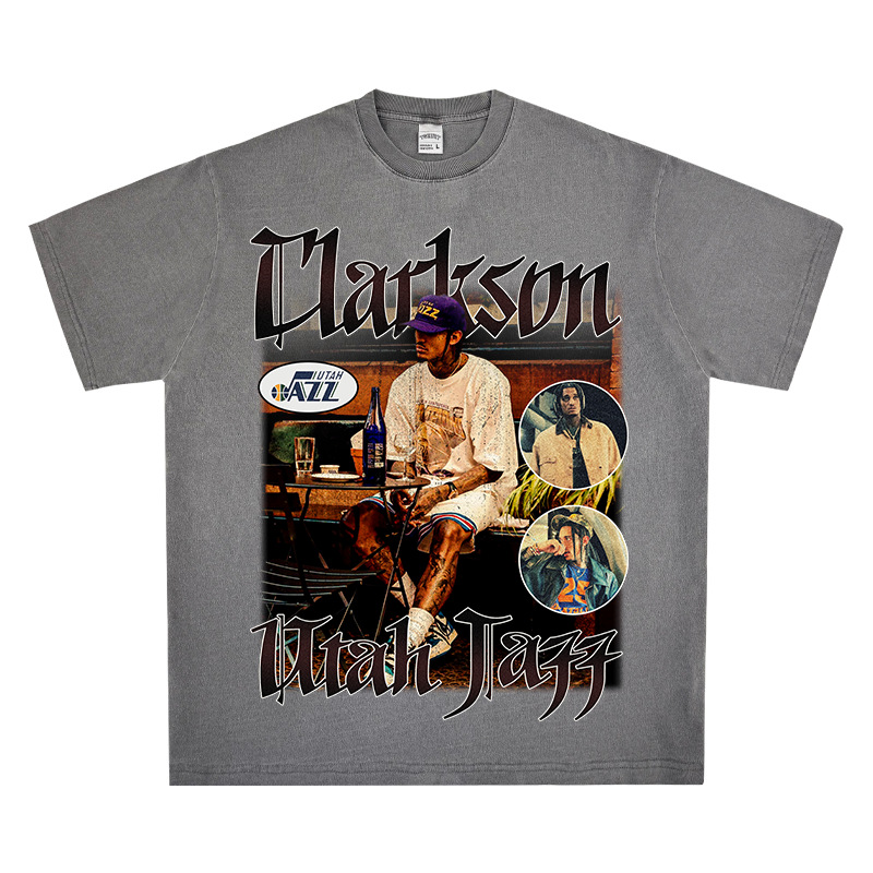 Transfronterizo Clarkson Clarkson camiseta de estrella retro estadounidense de manga corta con estampado