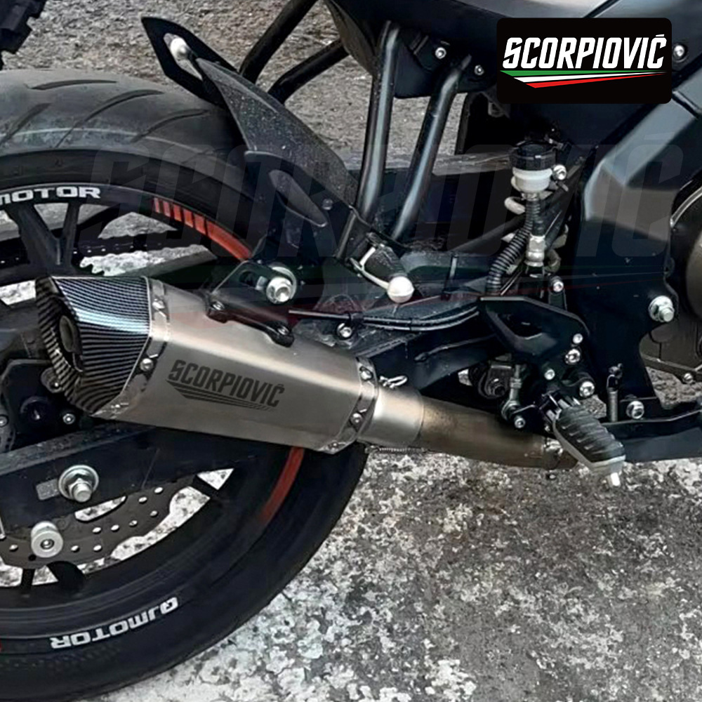 Motorcycle exhaust pipe small cone hexagonal carbon fiber tail muffler is suitable for 51MM diameter non-destructive installation