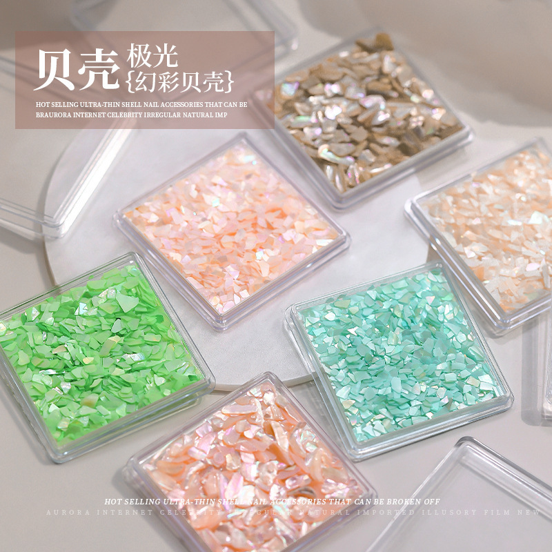 Japanese-style shell nail art jewelry small size magic color fragments ultra-thin natural irregular abalone nail gravel