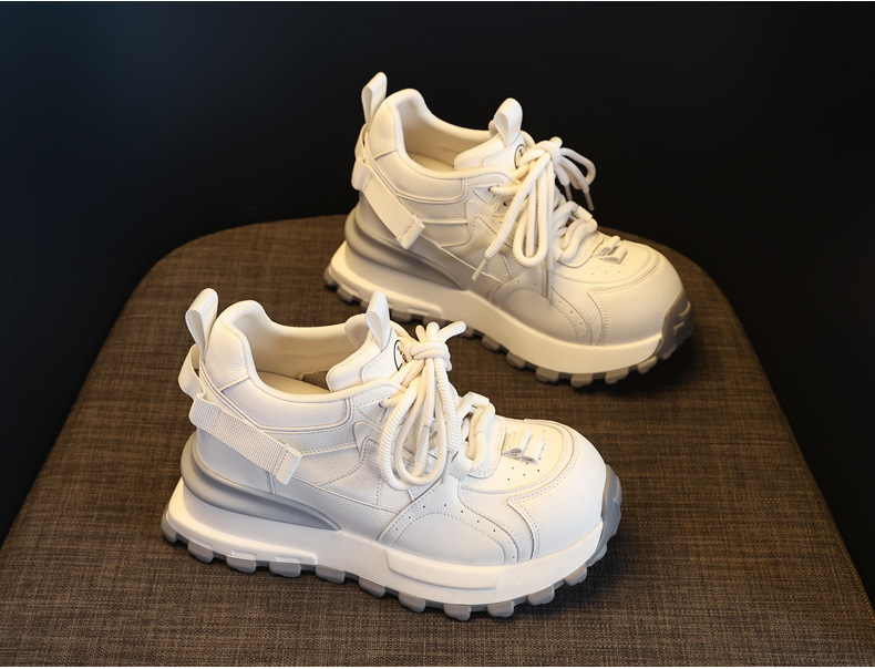 Giày sneaker nữ đế dày tăng chiều cao phong cách dad sneaker — màu trắng chi tiết 5