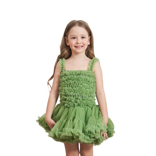 Tutu Dress Mesh with Gabon Embroidery for Girls, Summer Style — Petite & Medium-Sized Kids' School Dance Tutu Skirt, Perfect as a June 1st Festival Gown