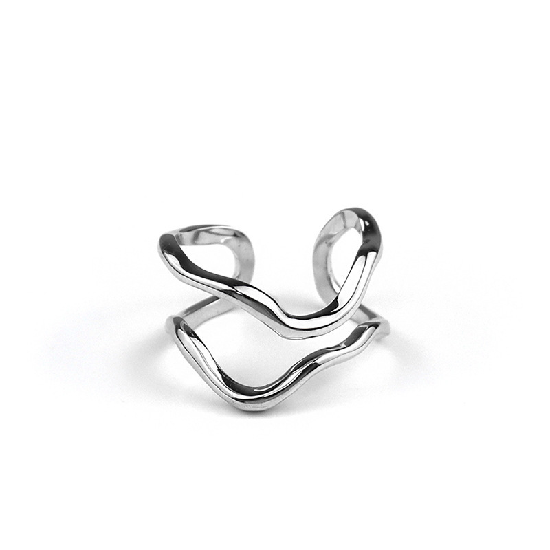 New simple geometric open doublelayer irregular index finger ringpicture2