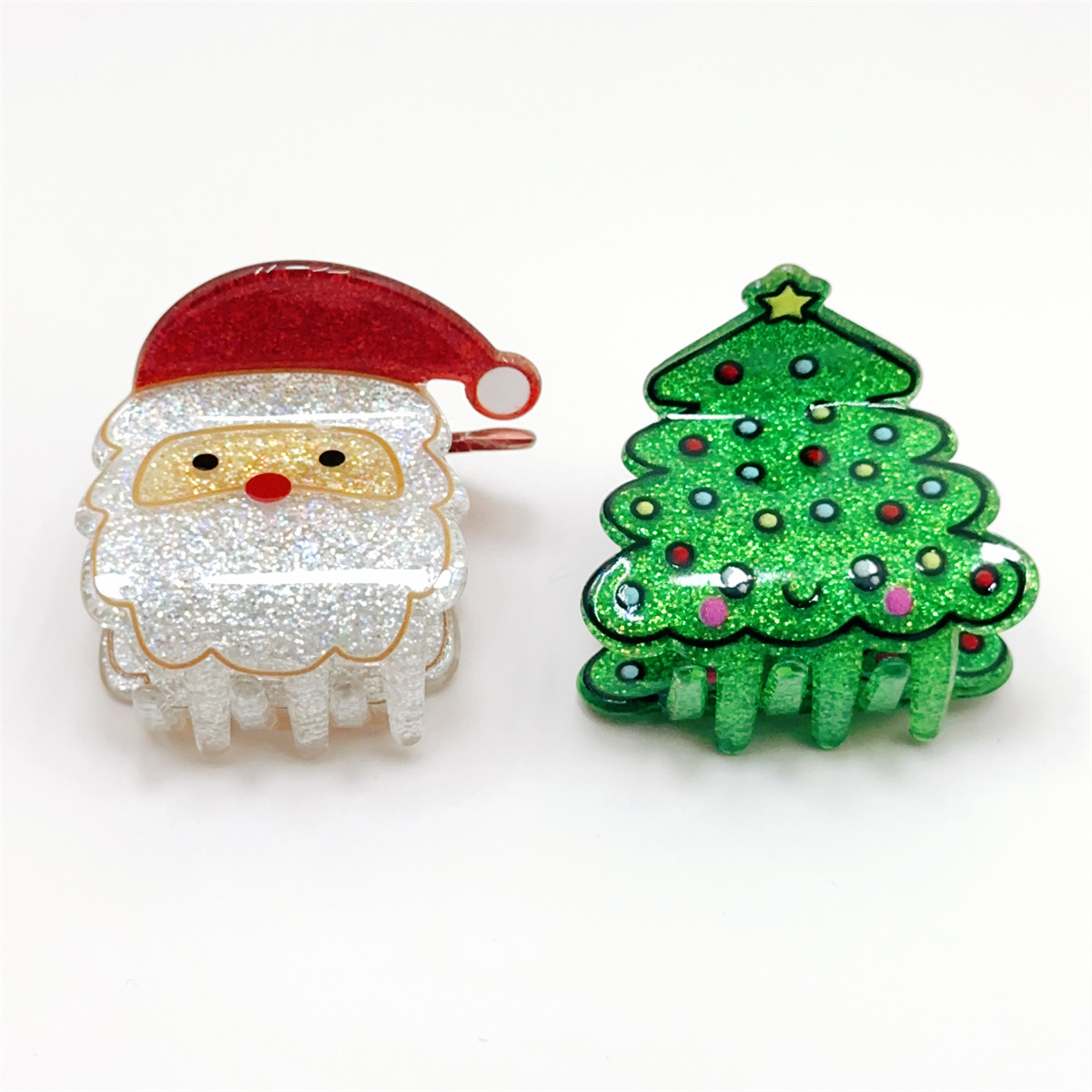 20g Weight Hair Claws Hair Accessories Type 1 Piece Quantity Holiday, Daily Occasion Arylic Material Christmas Festival Christmas Tree, Santa Claus Pattern Women's Gender Simple Style Style Christmas Simple Style Women's Christmas Tree Santa Claus Arylic Hair Claws 1