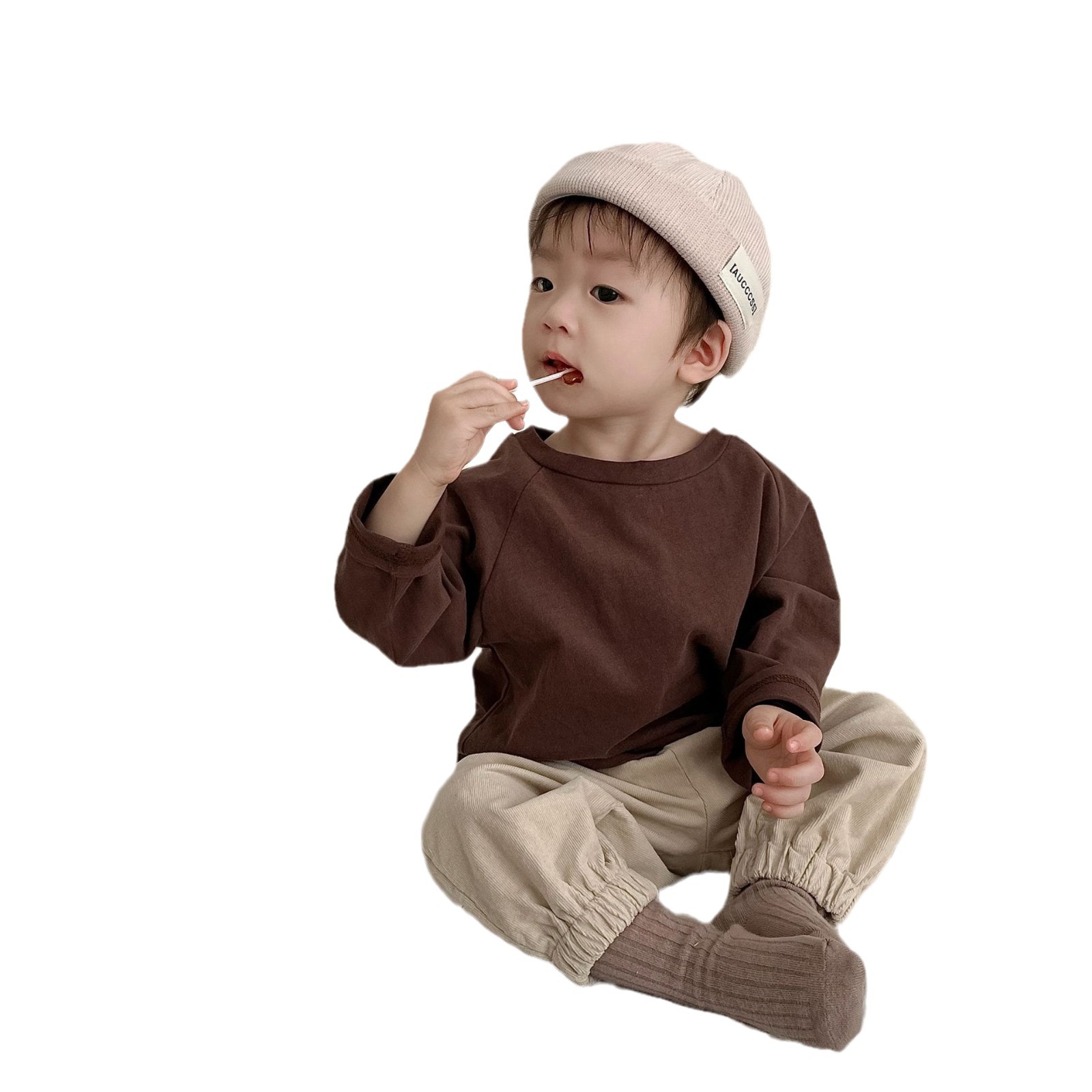 Ropa de otoño para niños, estilo coreano, ropa infantil, conjunto de otoño para bebés, conjunto de otoño para bebés, camiseta con parche en la espalda