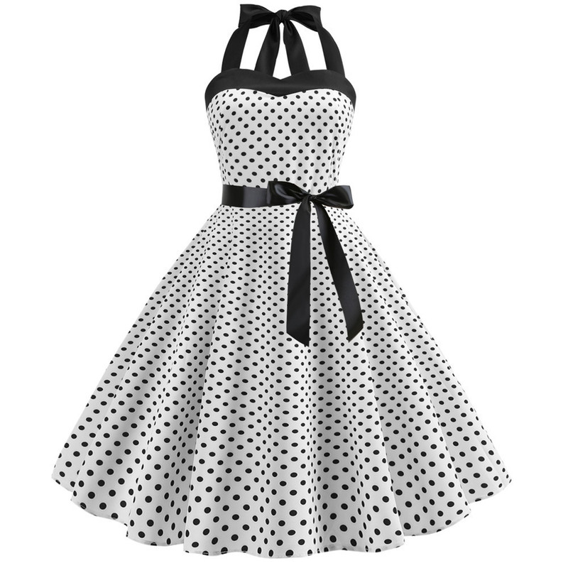 Foreign Trade Cross-border Women's Summer Dress Strap Wave Dot New Retro Large Dress Amazon Large Size Dress