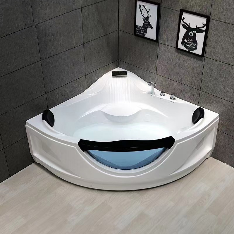 Triangle fan-shaped double modern acrylic corner bathtub 1.35-1.5 m thermostatic heating massage bathtub