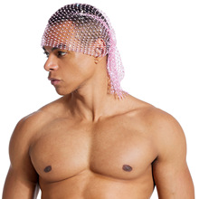 亚马逊欧美渔网水钻帽子男士烫钻夜店弹力发带闪钻狂欢网格头巾