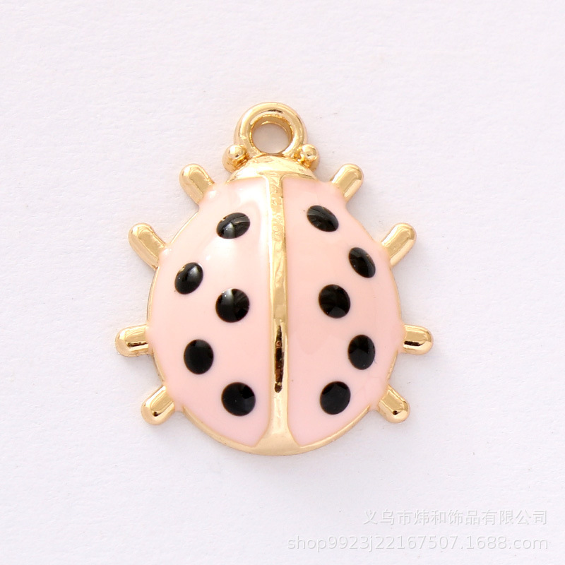卡通夏日风菊花可爱昆虫滴油合金彩色瓢虫手工diy吊坠耳饰品配件|undefined