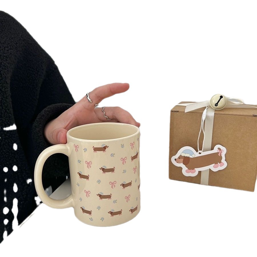 Internet popularidad adorable salchicha cachorro taza ins alto valor de la cara taza de agua doméstica regalos personales de negocios regalo de mano